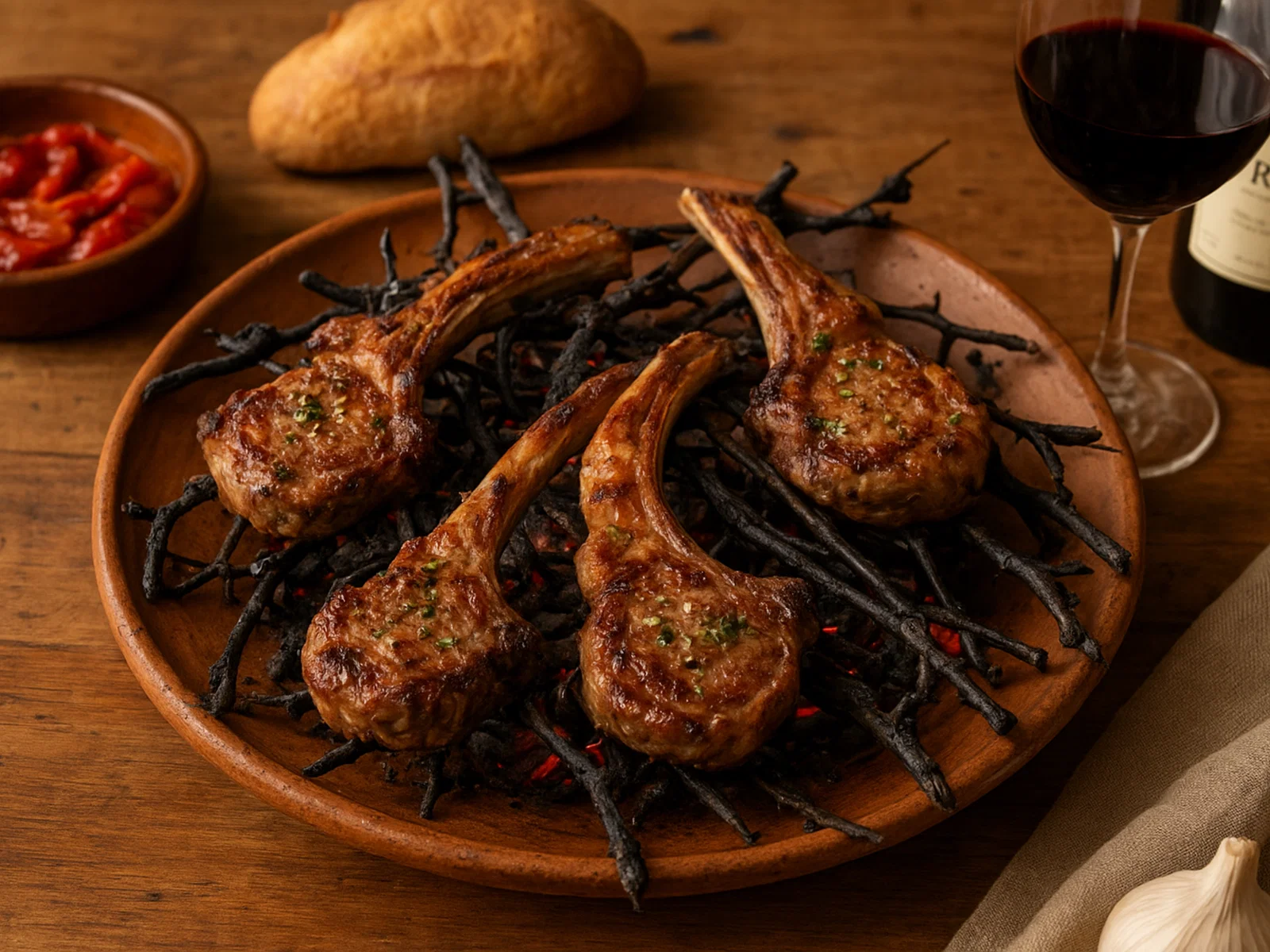 Chuletillas al Sarmiento – Lammkoteletts über Rebzweigen