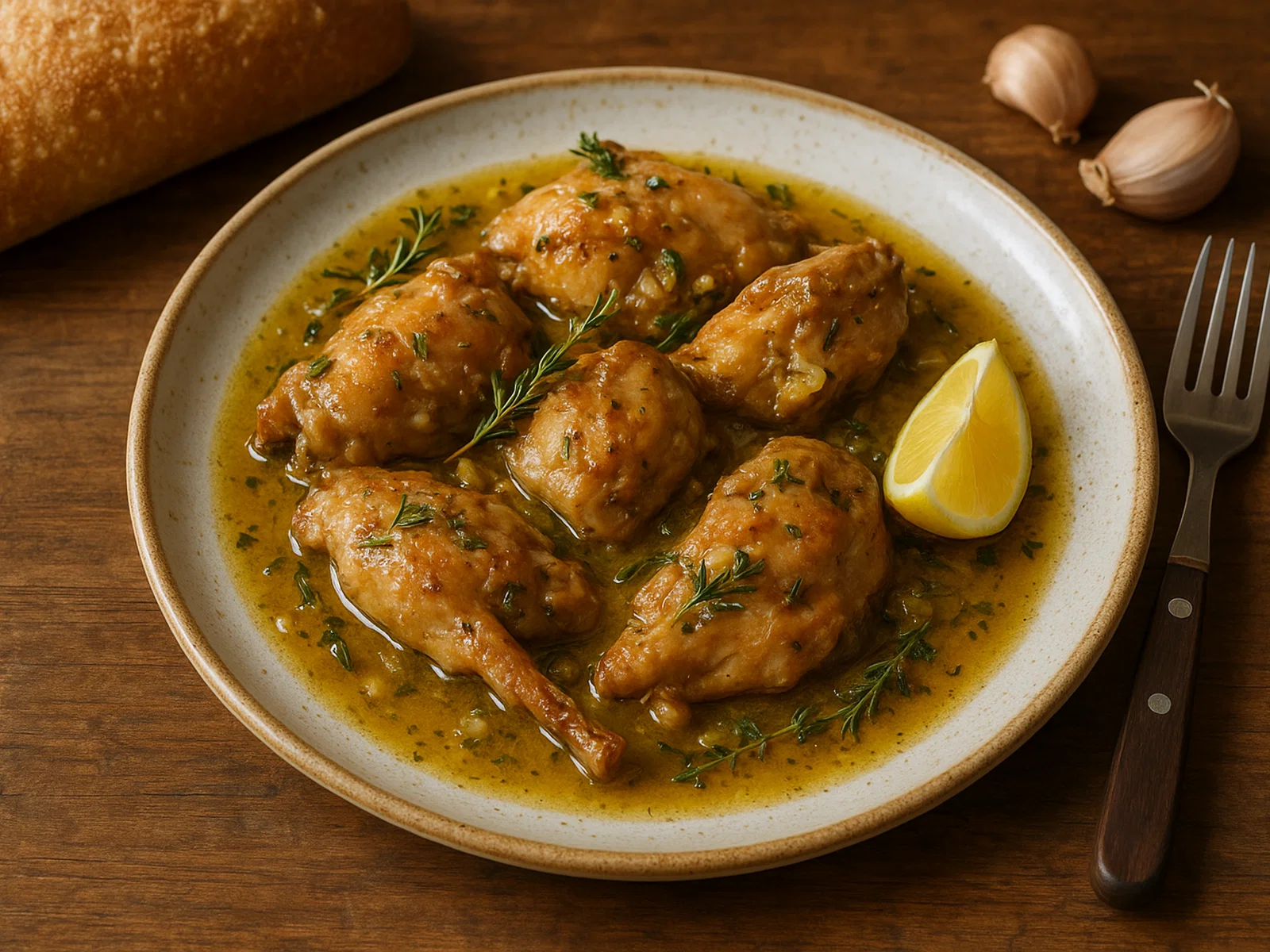 Conejo al ajillo – Kaninchen in Knoblauch-Weißwein-Sauce