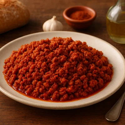 Zorza – Galicisches mariniertes Hackfleisch wie für Chorizo, gebraten