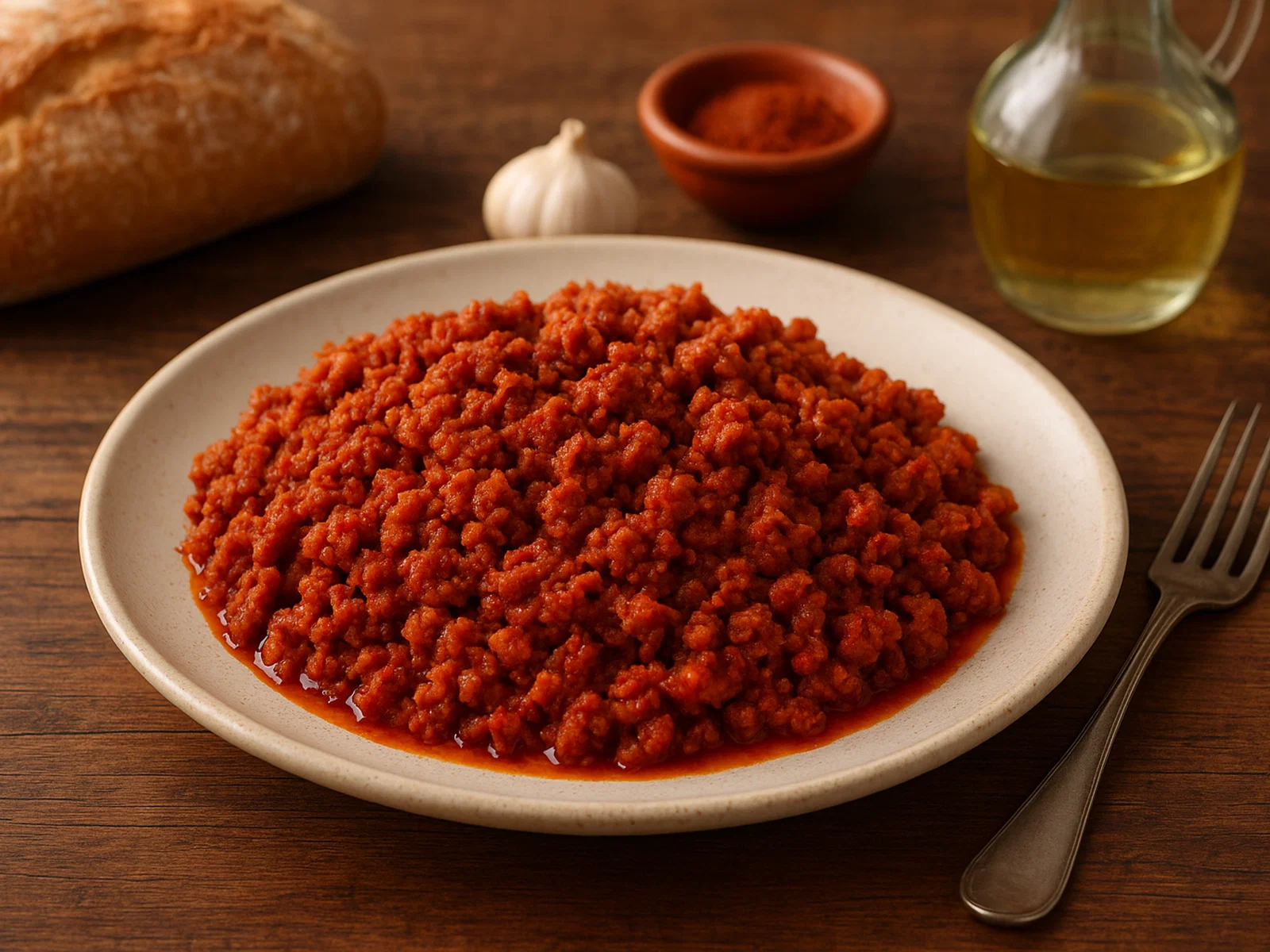 Zorza – Galicisches mariniertes Hackfleisch wie für Chorizo, gebraten