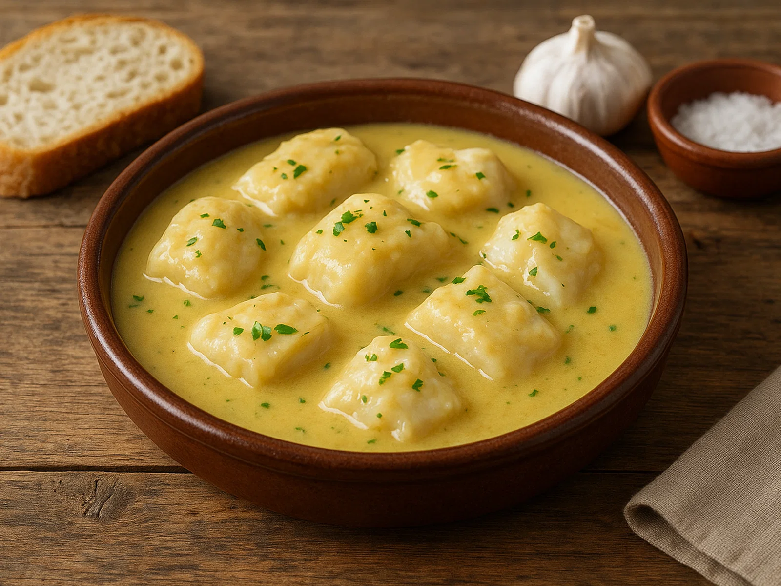 Bacalao al pil pil – Stockfisch in Knoblauch-Olivenöl-Emulsion