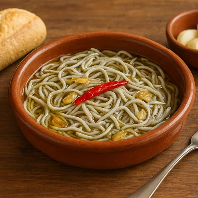 Angulas a la bilbaína – Glasaale in Knoblauch-Öl