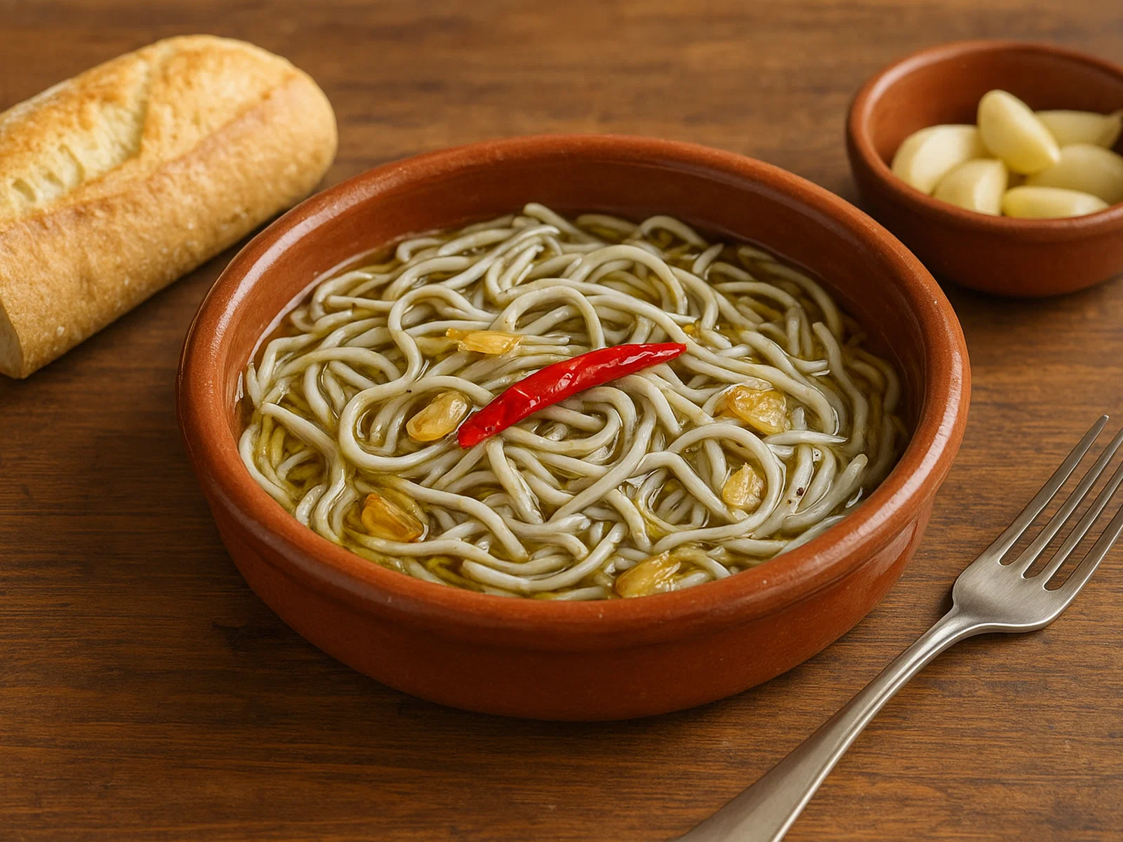 Angulas a la bilbaína – Glasaale in Knoblauch-Öl