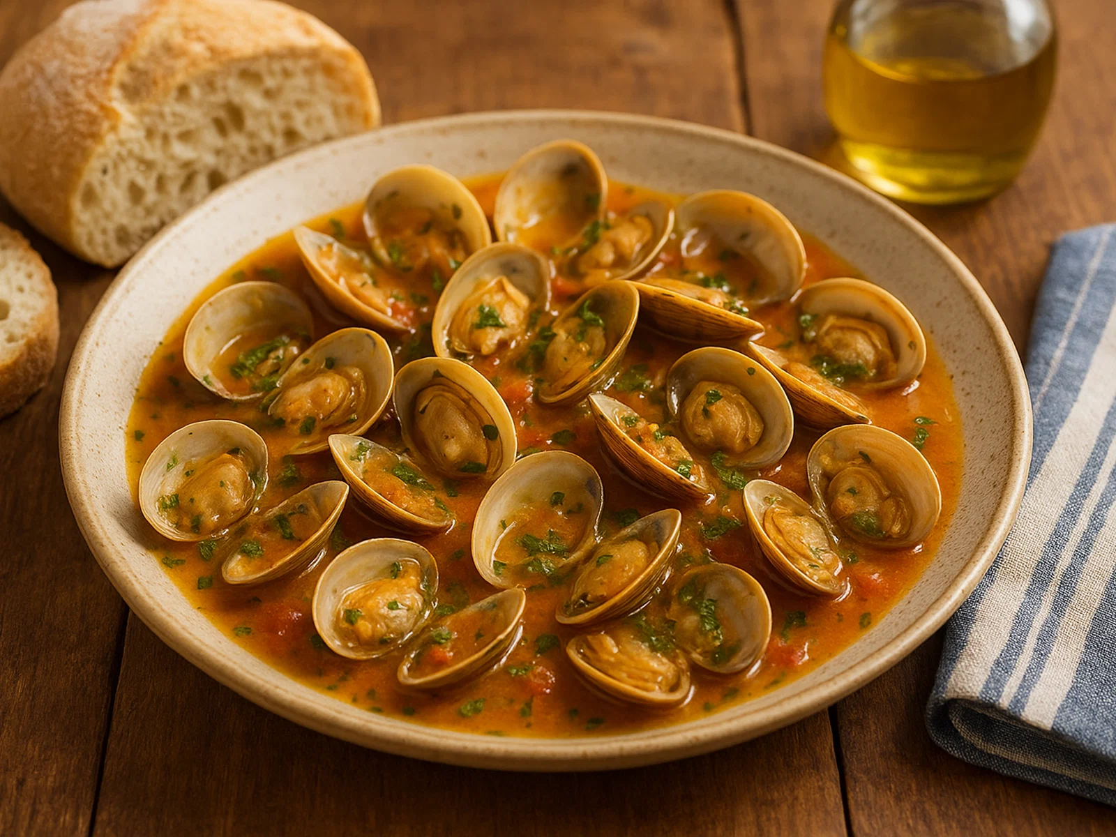 Almejas a la marinera – Venusmuscheln in Weißwein-Knoblauch-Soße