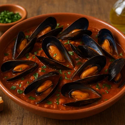 Mejillones a la marinera – Miesmuscheln in Tomaten-Weißwein-Soße