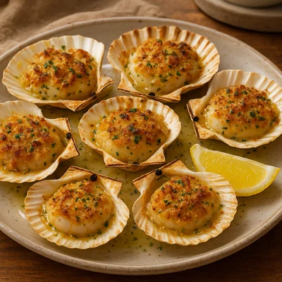 Vieiras gratinadas – überbackene Jakobsmuscheln