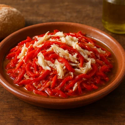 Esgarraet – Valencianischer Salat aus gerösteter Paprika und Stockfisch