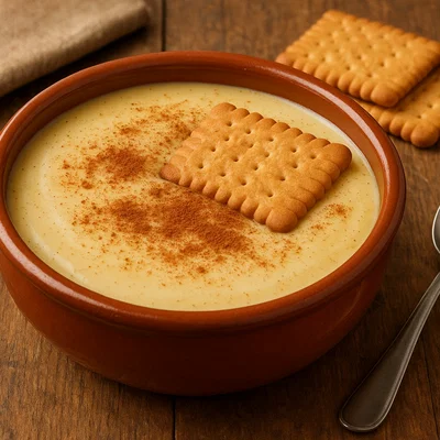 Spanische Natillas – Vanillecreme mit Zimt und Keks