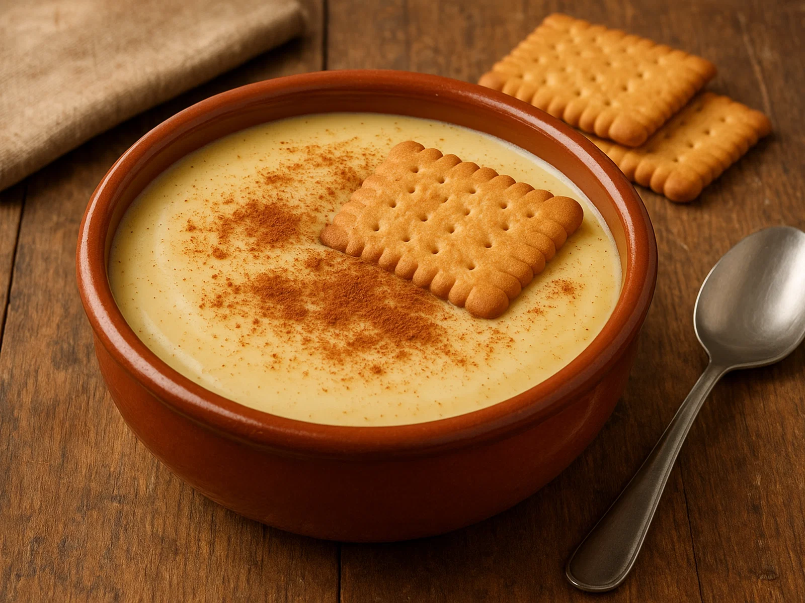 Spanische Natillas – Vanillecreme mit Zimt und Keks