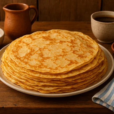 Galicische Filloas (dünne Pfannkuchen)