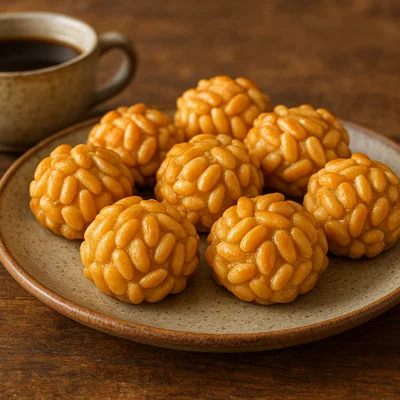 Panellets – Katalanische Mandel-Marzipan-Kügelchen mit Pinienkernen