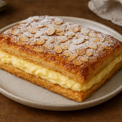 Pantxineta – Baskischer Blätterteigkuchen mit Vanillecreme und Mandeln