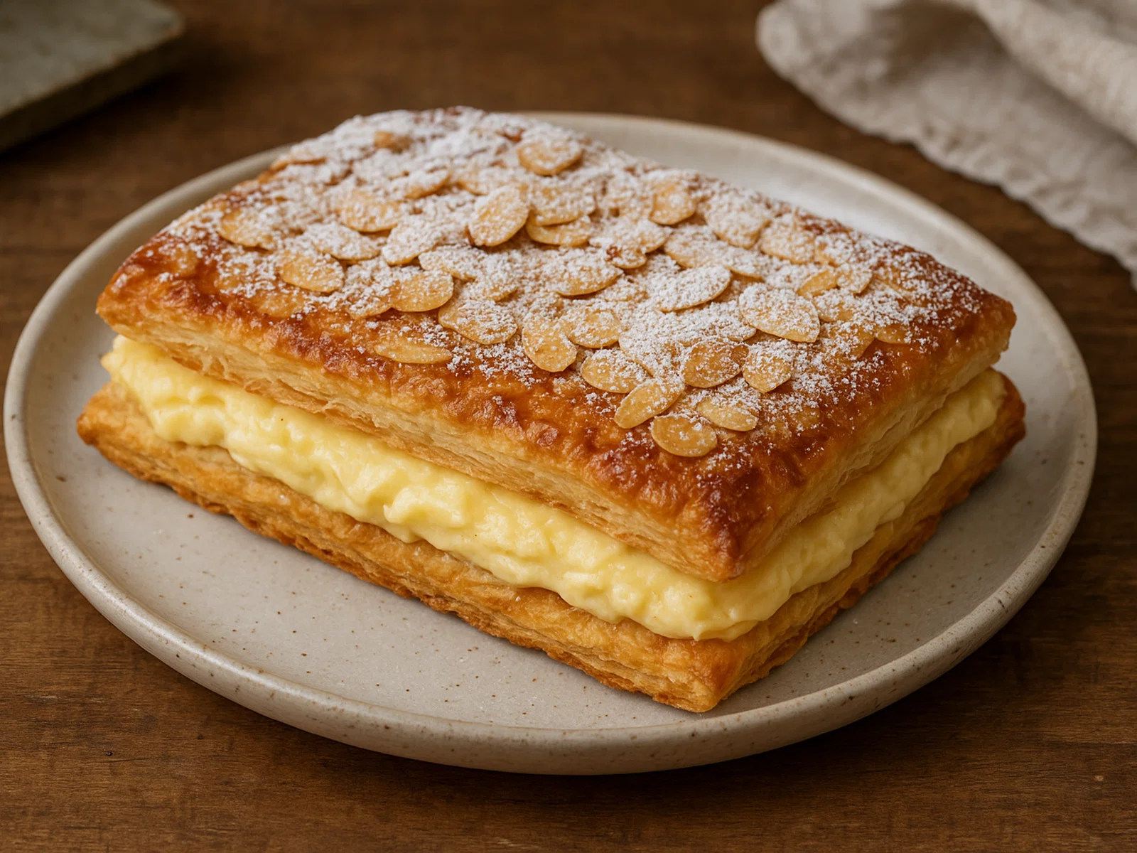 Pantxineta – Baskischer Blätterteigkuchen mit Vanillecreme und Mandeln
