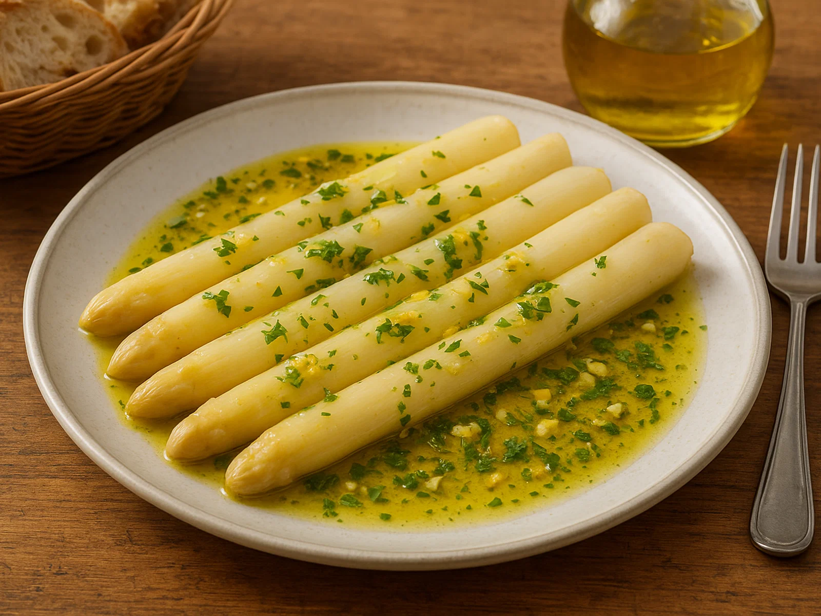 Espárragos de Navarra mit Vinaigrette