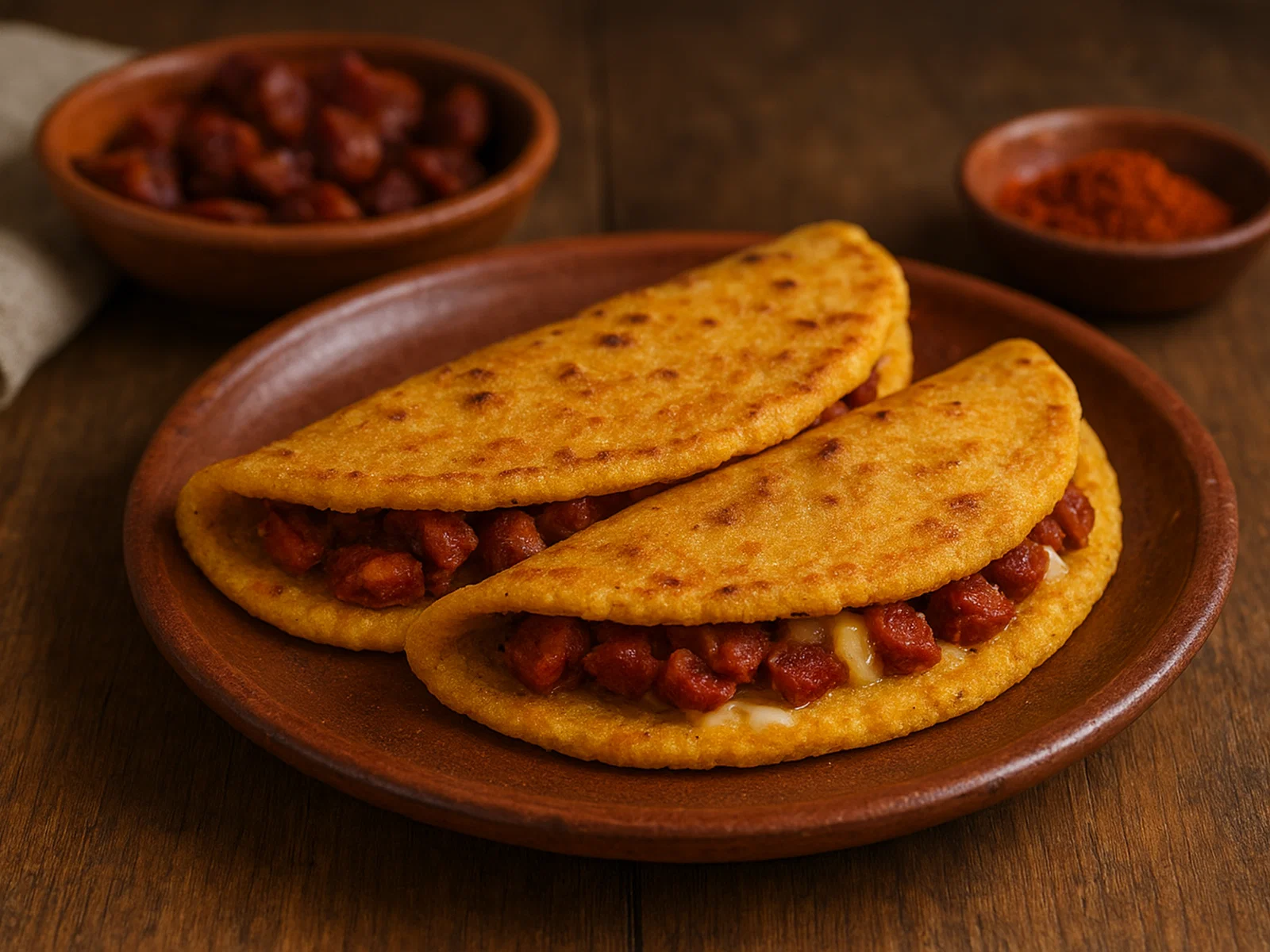 Gefüllte Talo-Maisfladen mit Chorizo