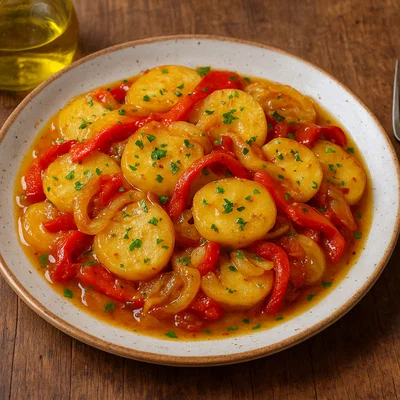 Patatas a lo pobre – spanische Schmorkartoffeln mit Paprika und Zwiebel