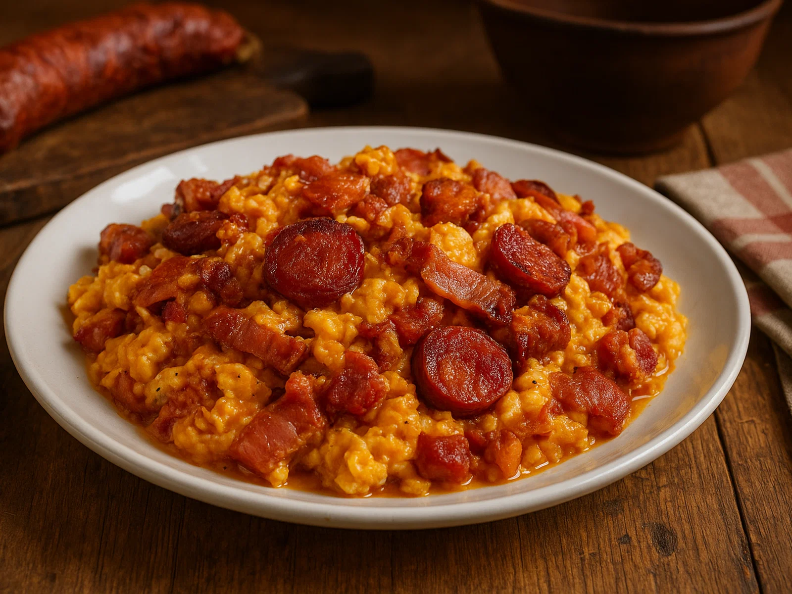 Duelos y quebrantos – Spanisches Rührei mit Chorizo und Speck