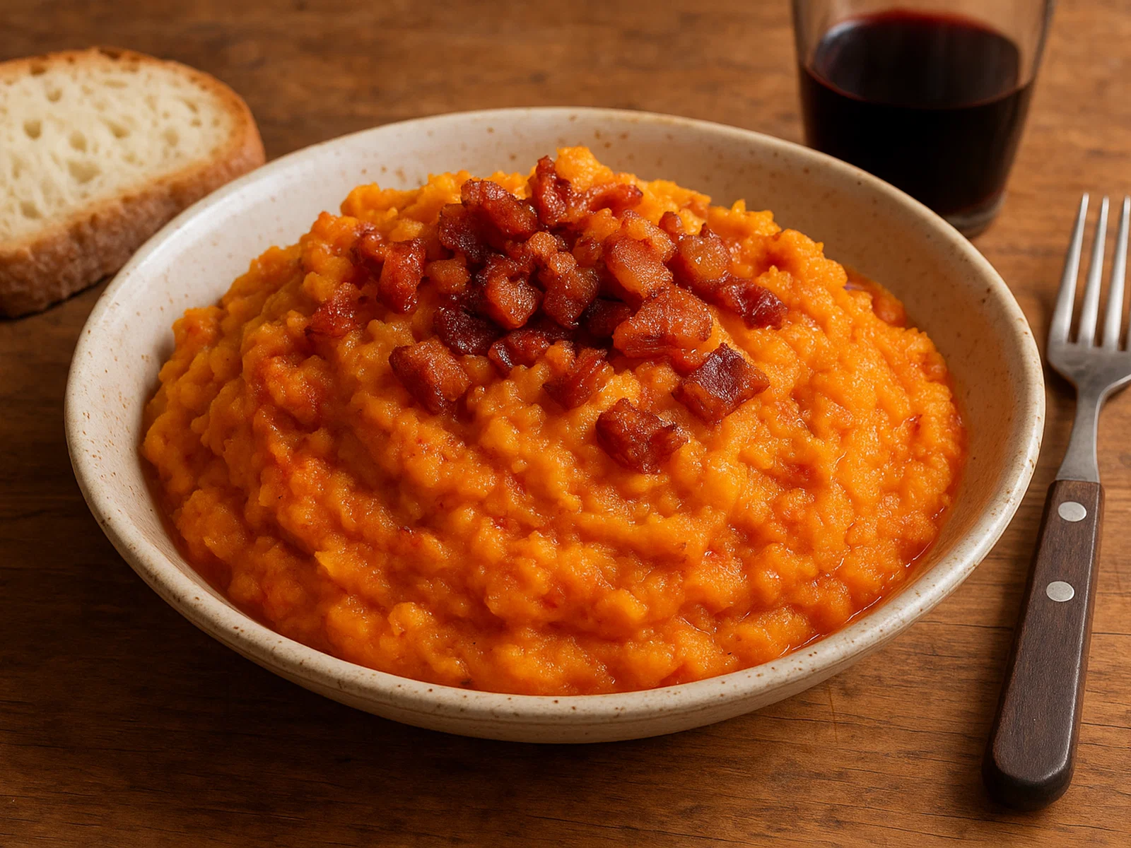 Patatas revolconas – Spanisches Kartoffelpüree mit Paprika und knusprigen Speckgrieben