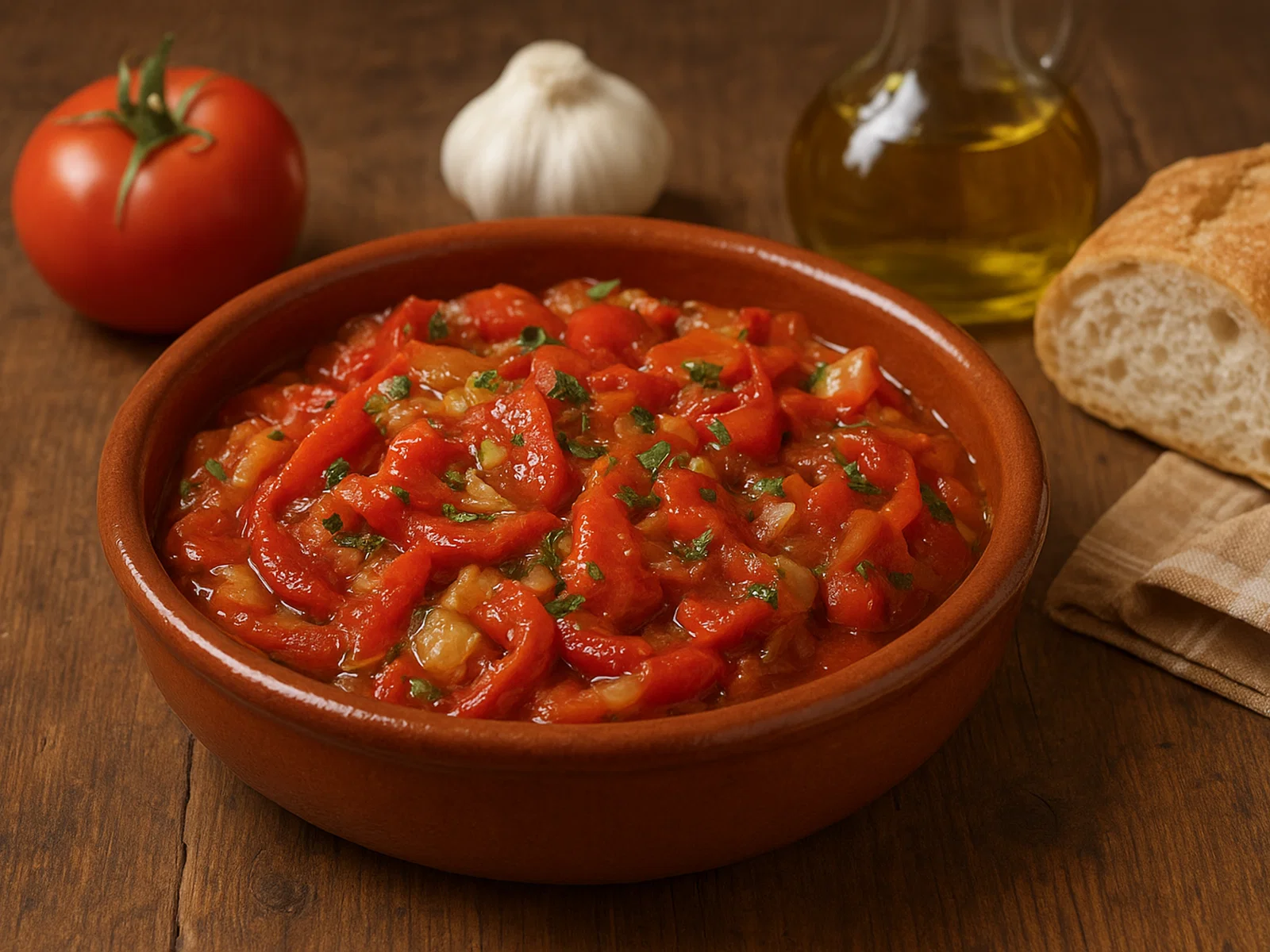 Zorongollo – Spanischer Salat aus gerösteter Paprika und Tomaten