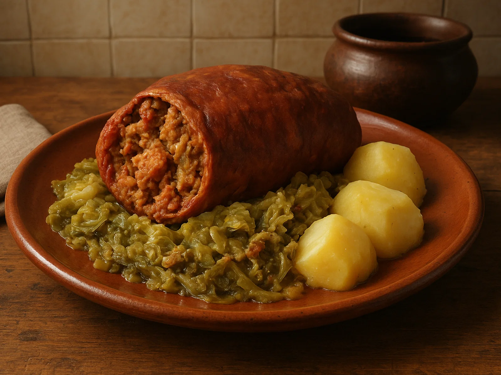 Botillo del Bierzo – gefüllter, geräucherter Schweinedarm mit Kohl