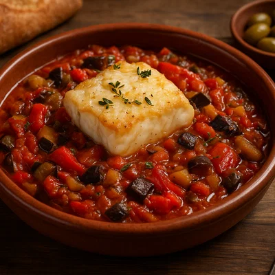 Bacallà amb samfaina – Stockfisch mit katalanischem Schmorgemüse