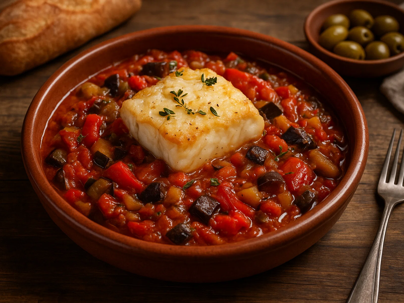 Bacallà amb samfaina – Stockfisch mit katalanischem Schmorgemüse