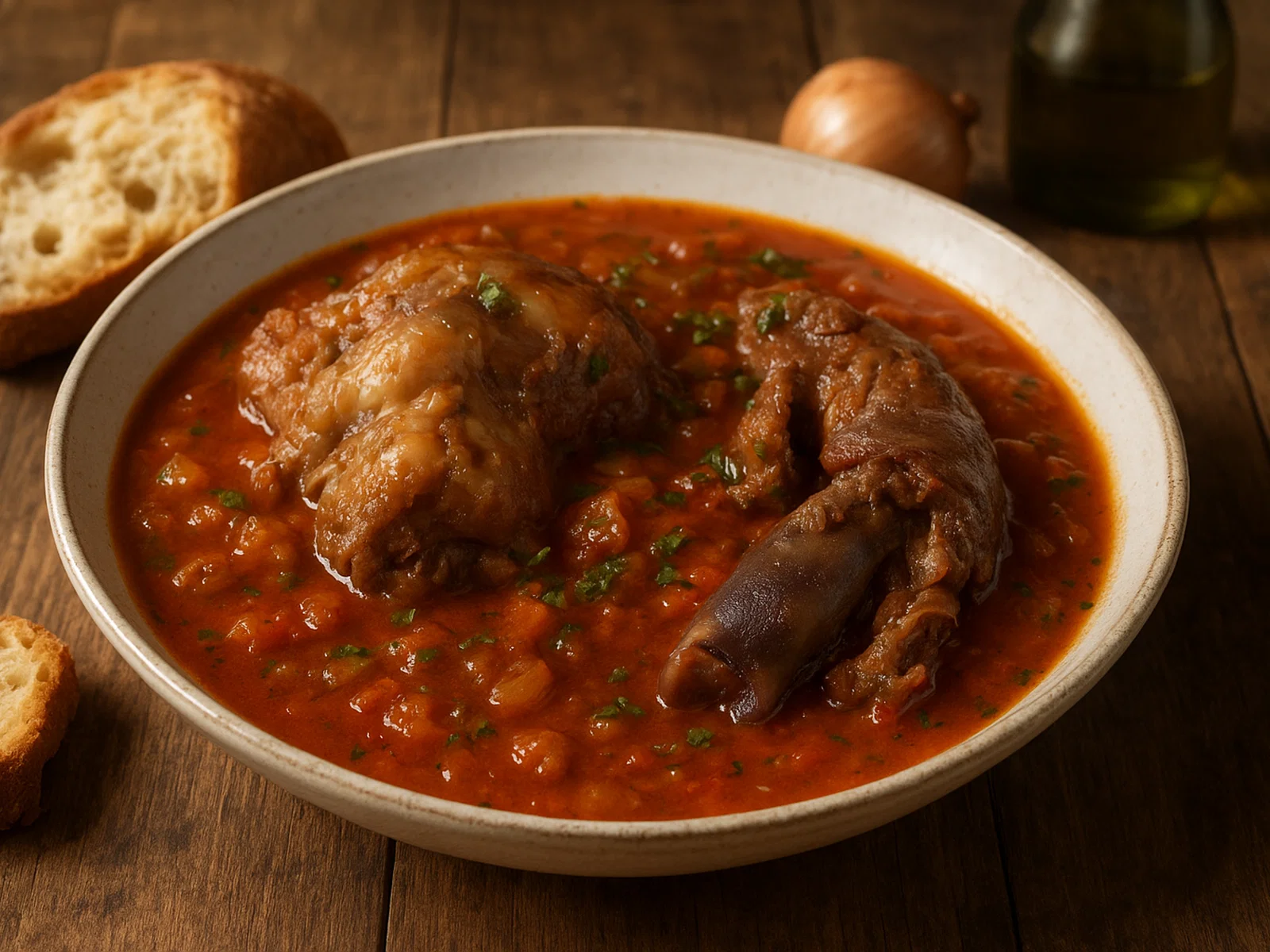 Capipota – Geschmorter Kalbskopf und -fuß in Tomatensoße