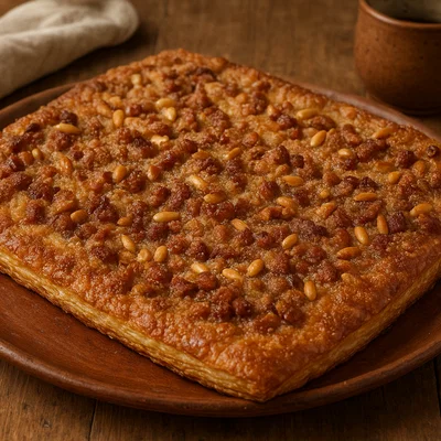 Coca de llardons – Katalanischer Blätterteigkuchen mit Grieben