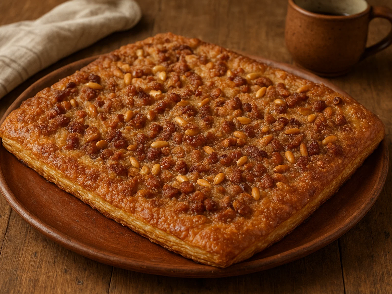 Coca de llardons – Katalanischer Blätterteigkuchen mit Grieben