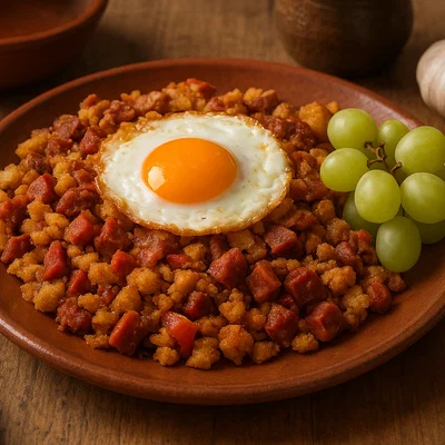 Migas Aragonesas – Spanische Brotkrümel mit Chorizo und Trauben