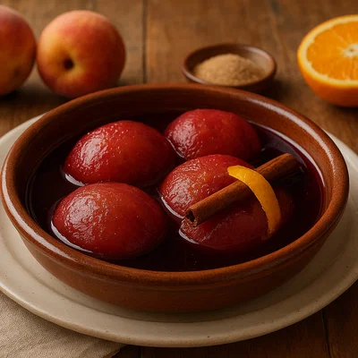 Melocotón con vino – Spanische Pfirsiche in Rotwein