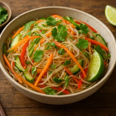 Asiatischer Glasnudelsalat mit Limette, Ingwer und Koriander