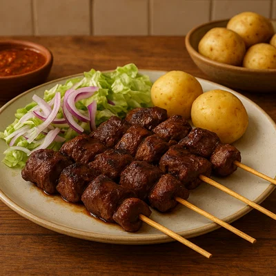 Peruanische Anticuchos vom Rinderherz