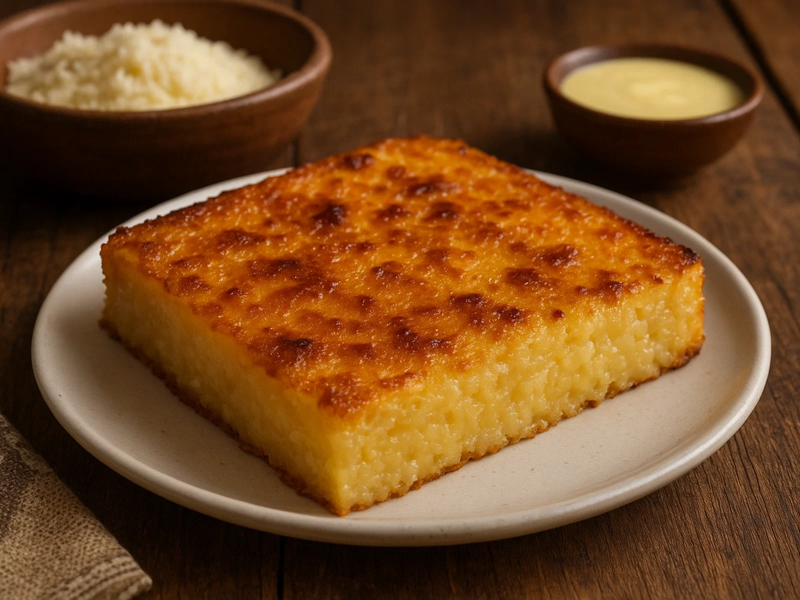 Philippinischer Cassava Cake mit Kokos-Topping