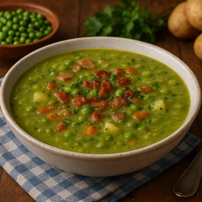 Herzhafte Erbsensuppe mit Speck