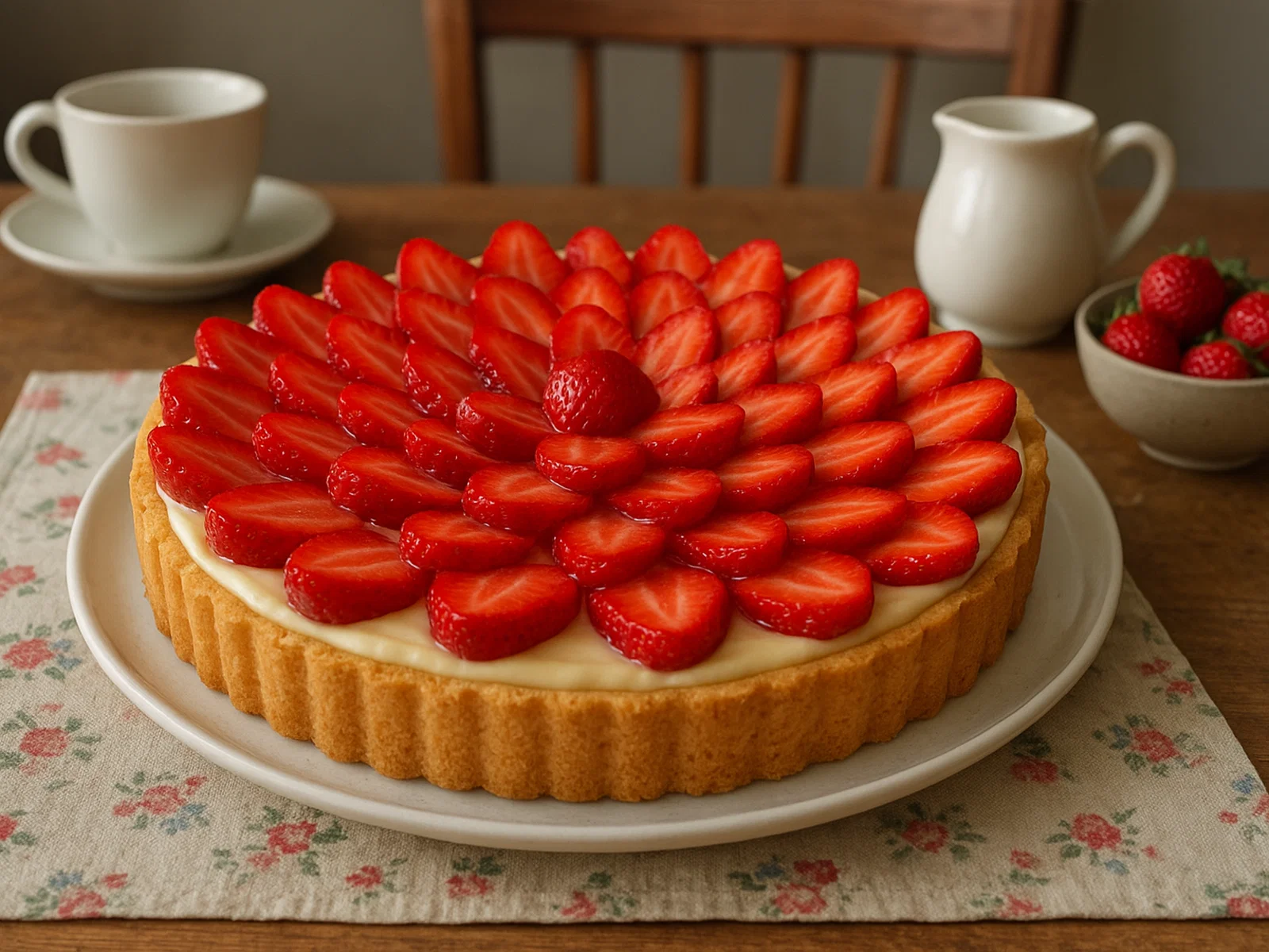 Sommerliche Erdbeertorte mit Vanillecreme