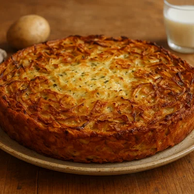 Herzhafter Kartoffelschalenkuchen mit Käsefüllung