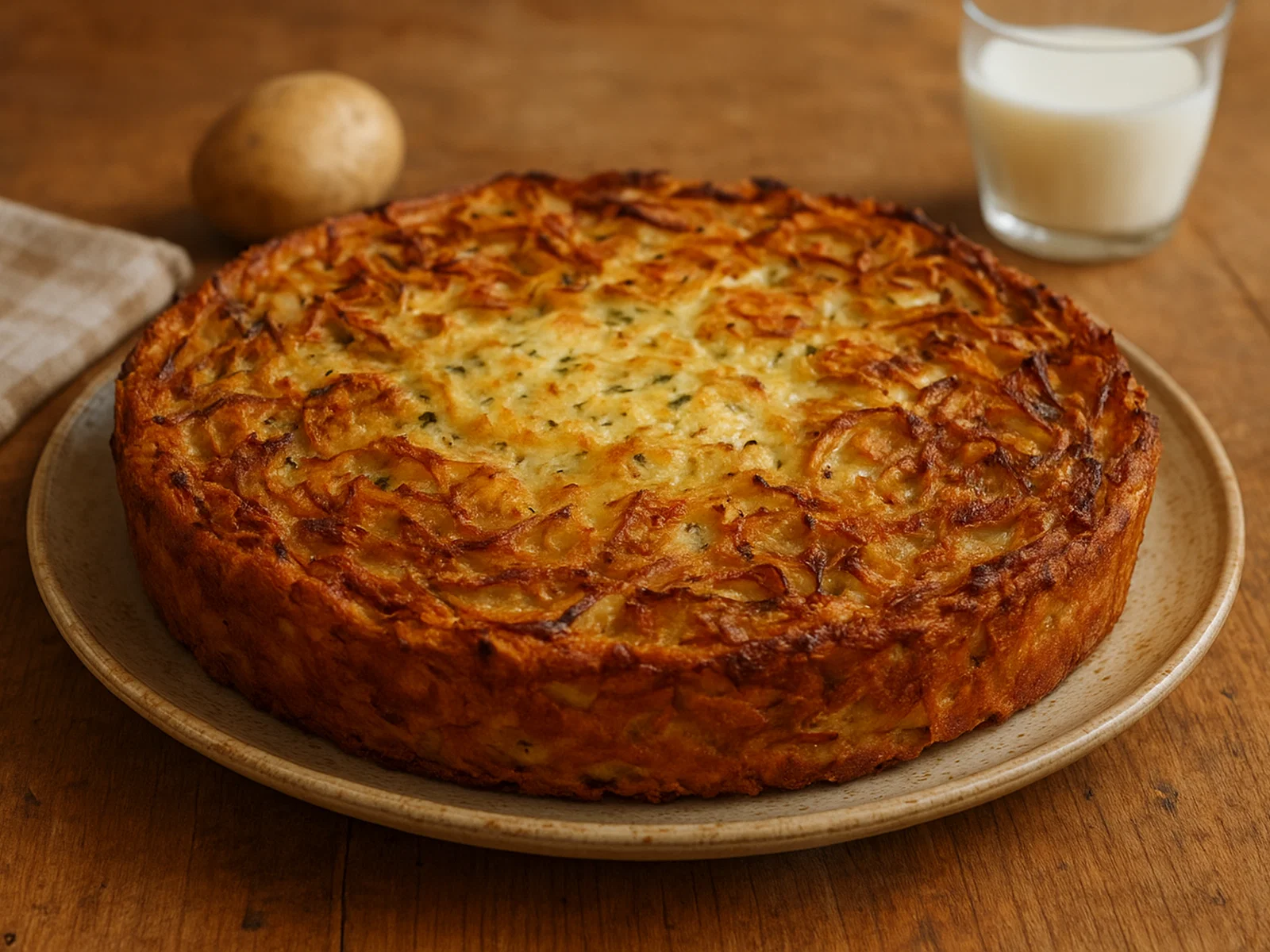 Herzhafter Kartoffelschalenkuchen mit Käsefüllung