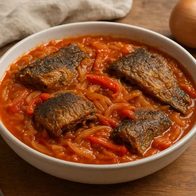 Makayabu – Kongolesischer gesalzener Trockenfisch in Tomatensauce