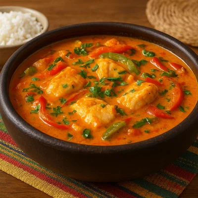 Brasilianische Moqueca (Fischeintopf mit Kokosmilch)