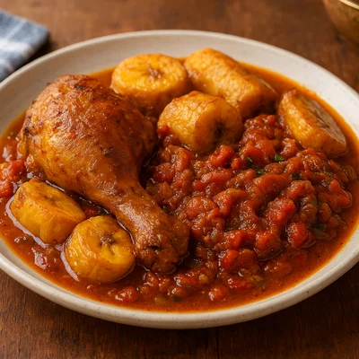 Poulet DG – Kamerunischer Hähnchen-Kochbananen-Eintopf