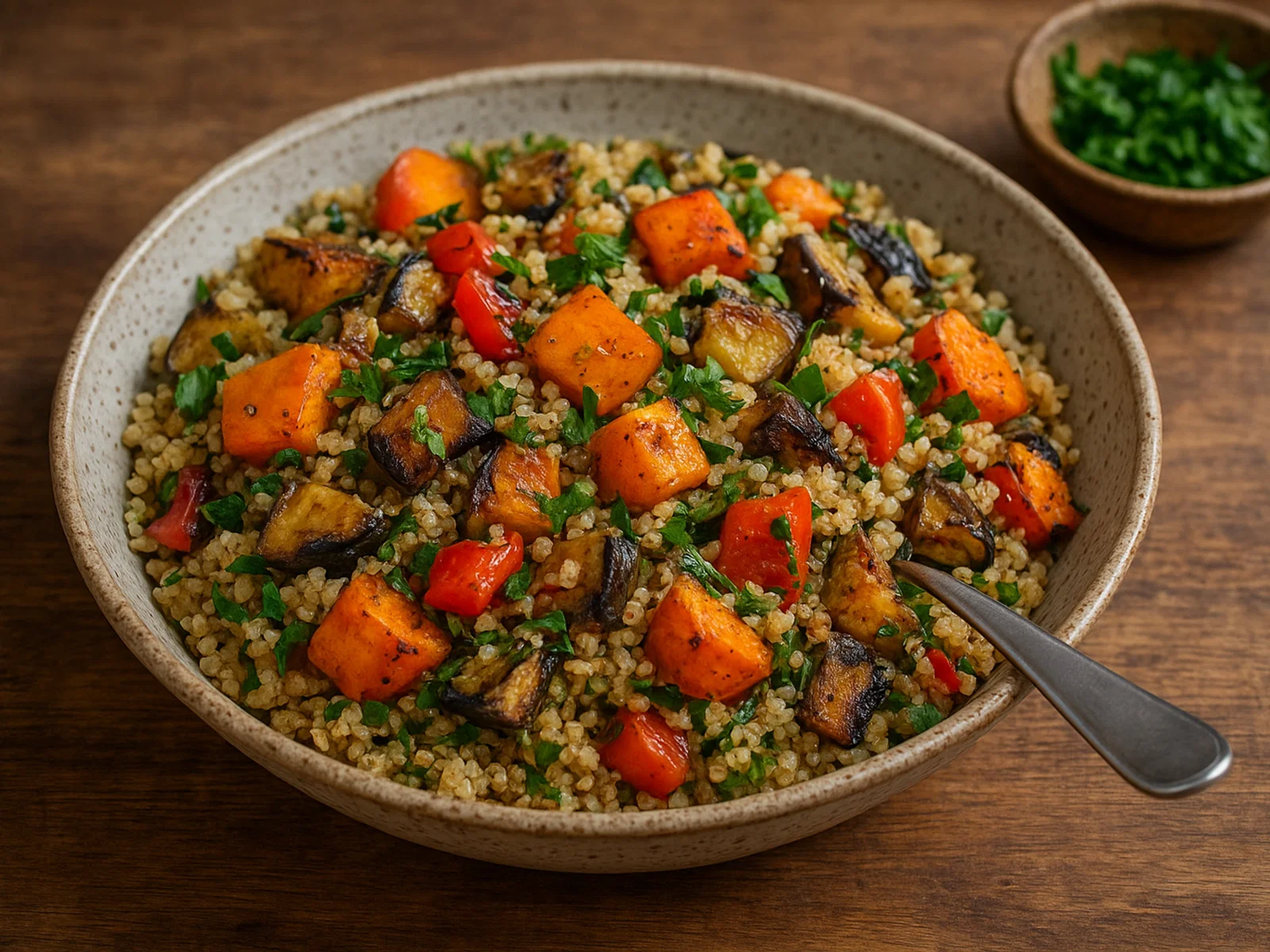 Quinoa-Salat mit geröstetem Gemüse