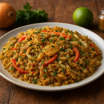 Karibischer Saltfish mit Paprika und Zwiebeln