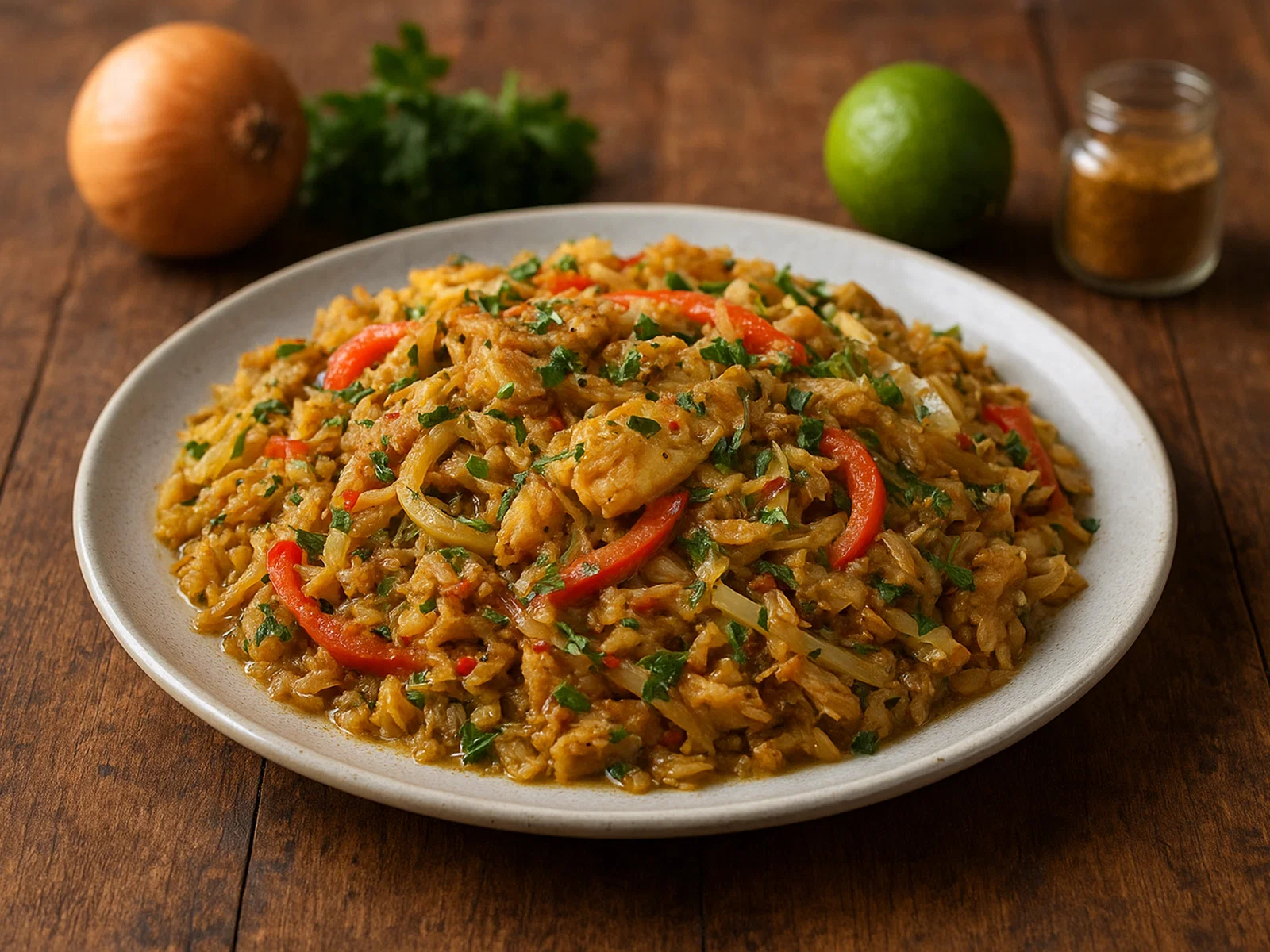 Karibischer Saltfish mit Paprika und Zwiebeln