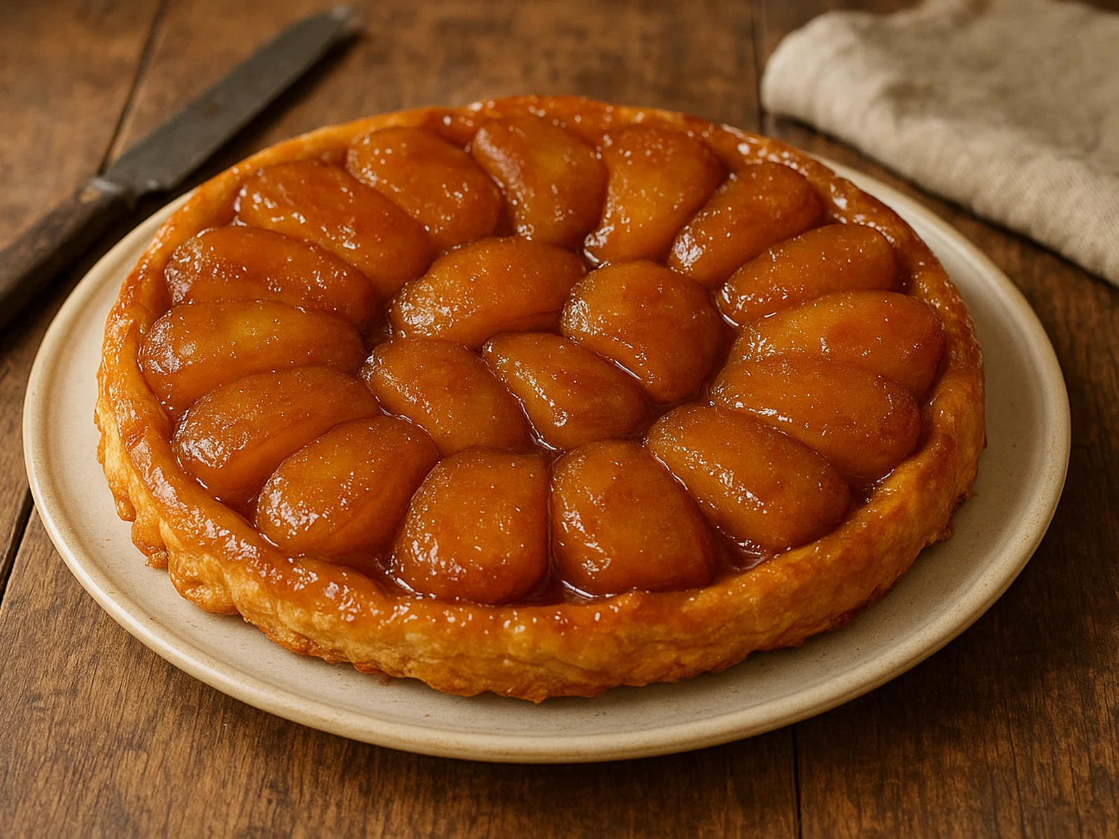 Klassische Tarte Tatin mit karamellisierten Äpfeln