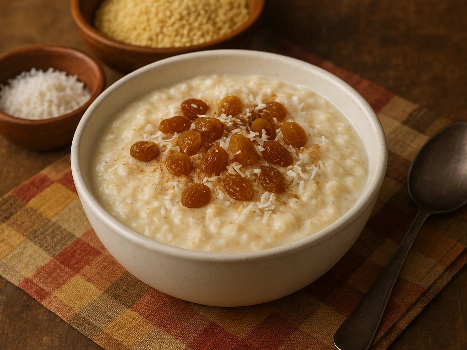 Westafrikanischer Thiakry mit Hirsegrieß, Joghurt und Rosinen
