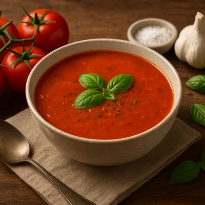 Cremige Tomaten-Basilikum-Suppe