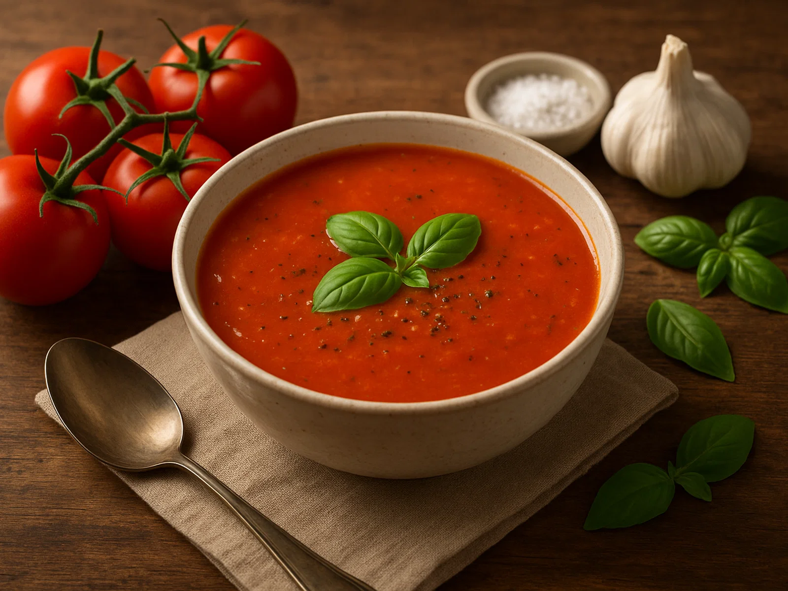 Cremige Tomaten-Basilikum-Suppe