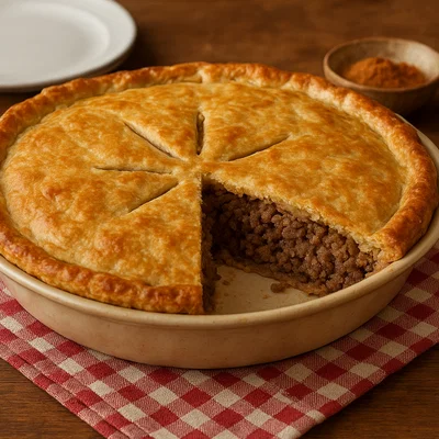 Klassische kanadische Tourtière (würziger Fleischkuchen)