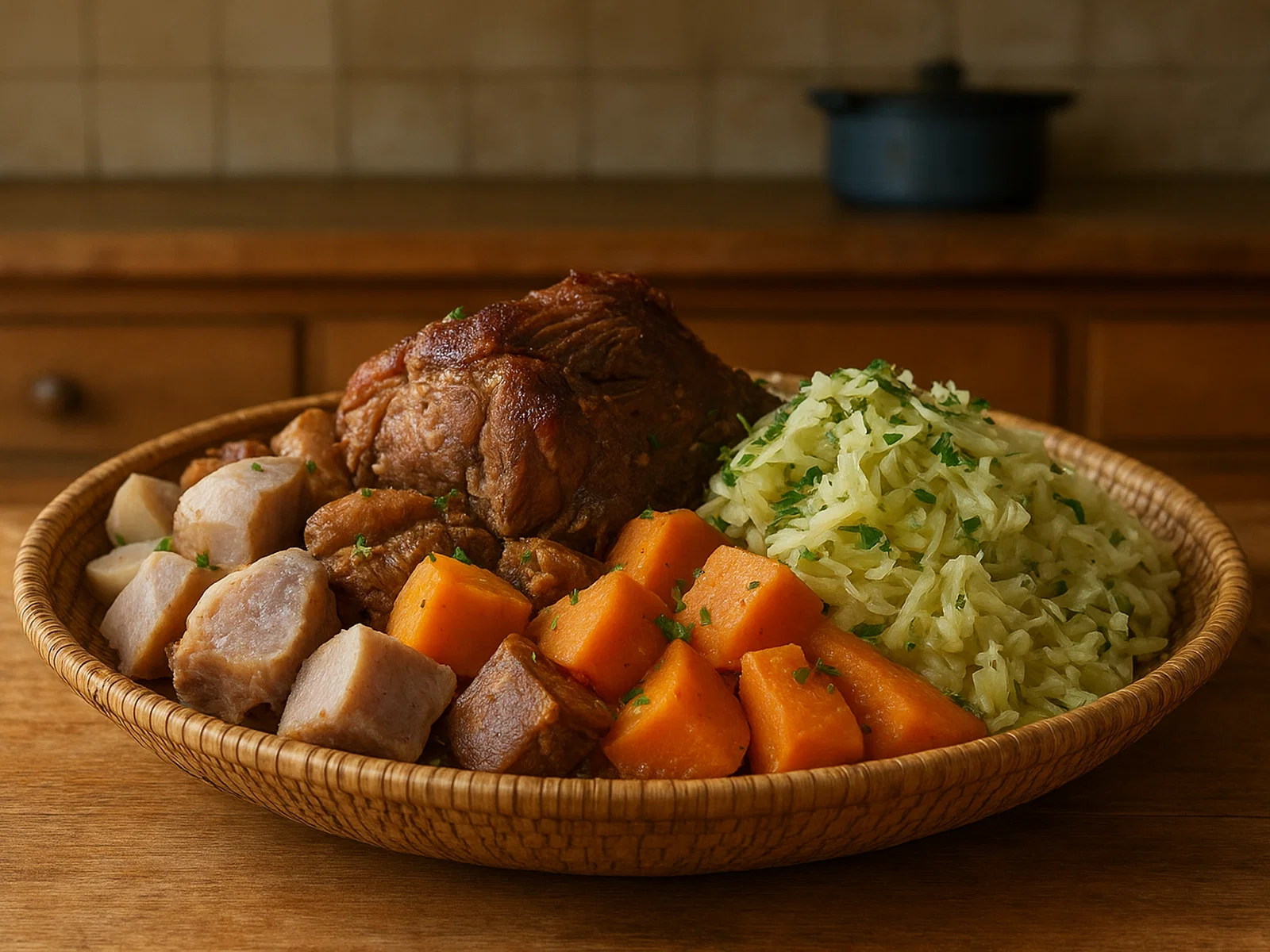 Umu – traditioneller polynesischer Erdofen-Braten im Ofen nachgebaut